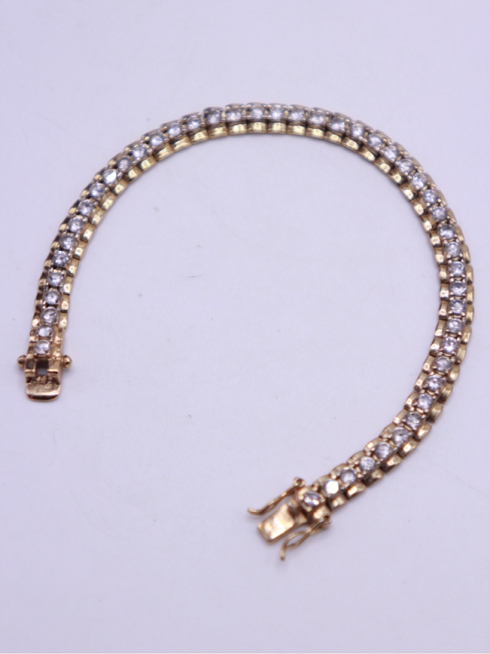 PAJ .925 Sterling with Gold Plating Tennis Bracelet with reinforced steel clasp